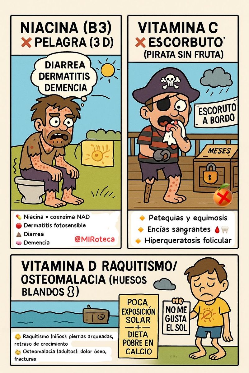 Déficits vitamínicos (II): B3, C y D