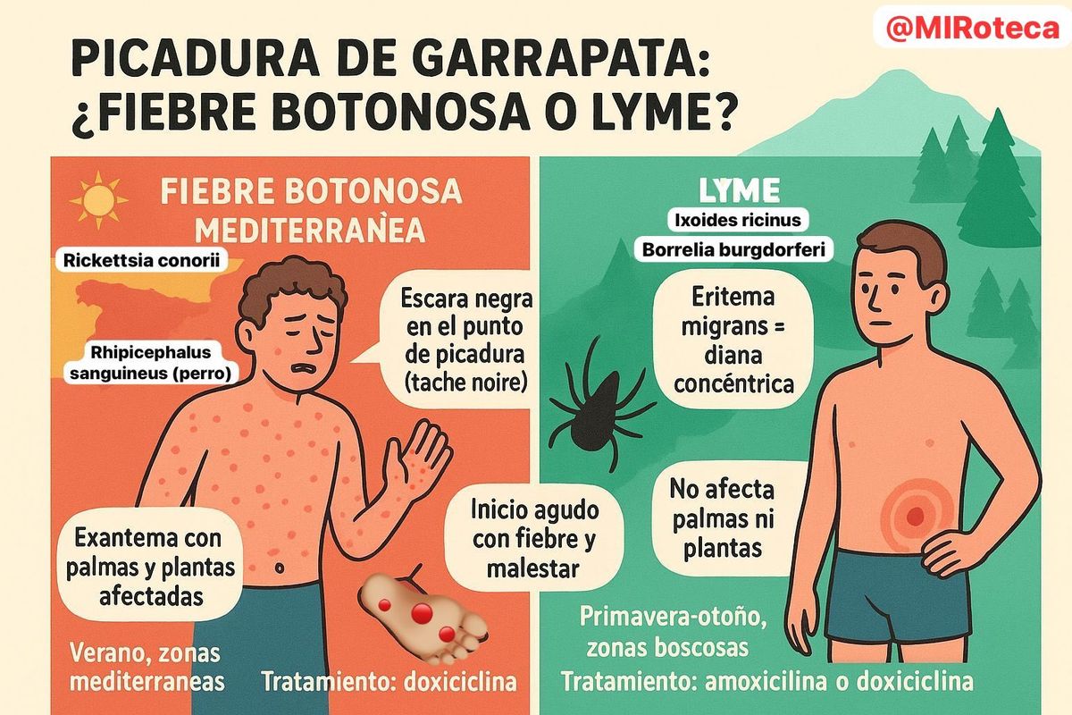 Picadura de garrapata: fiebre botonosa vs Lyme