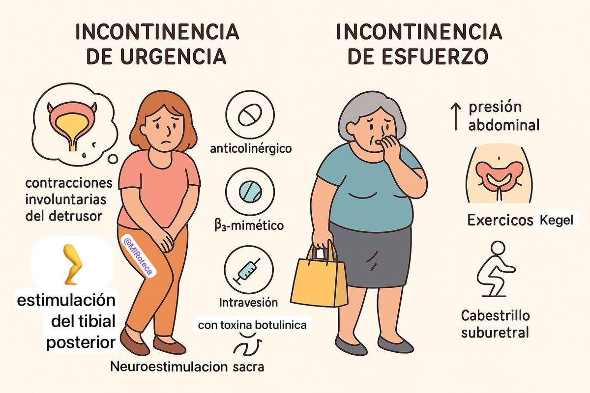 Incontinencia urinaria: de urgencia vs de esfuerzo