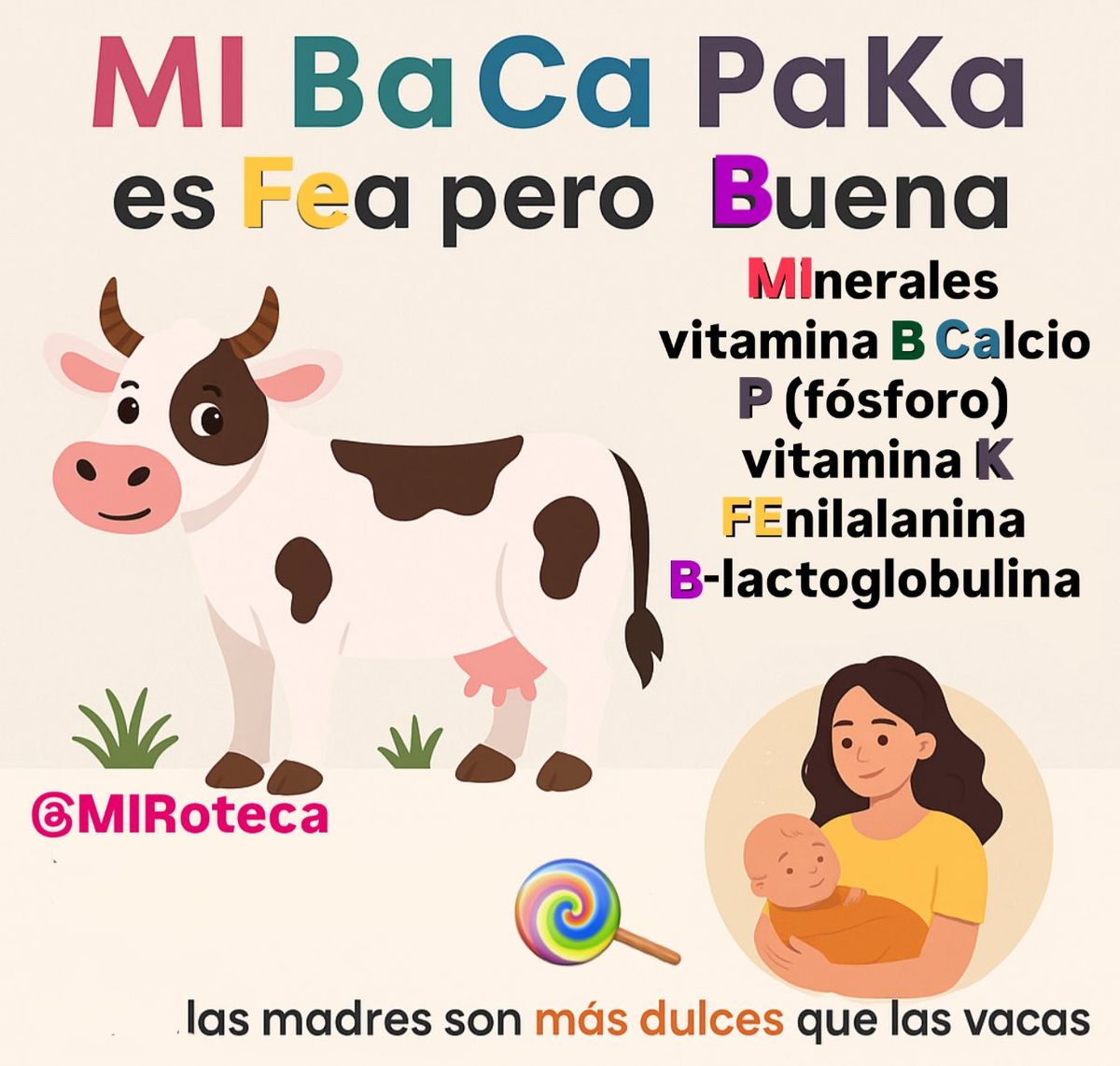 Leche de vaca vs materna (regla MI BaCa PaKa)