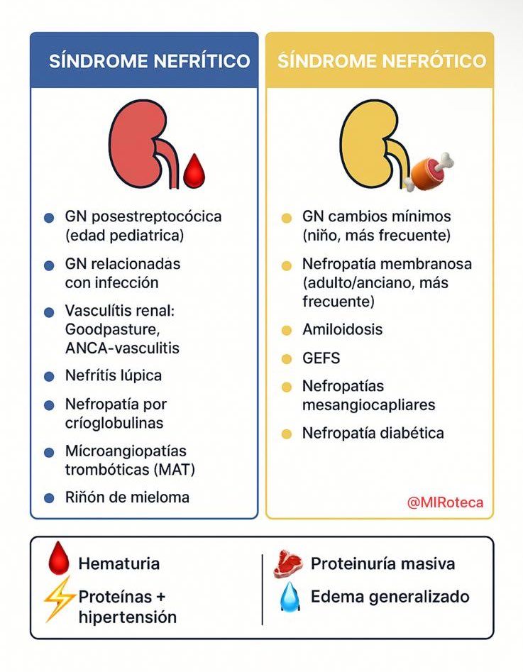 Síndrome nefrítico vs nefrótico